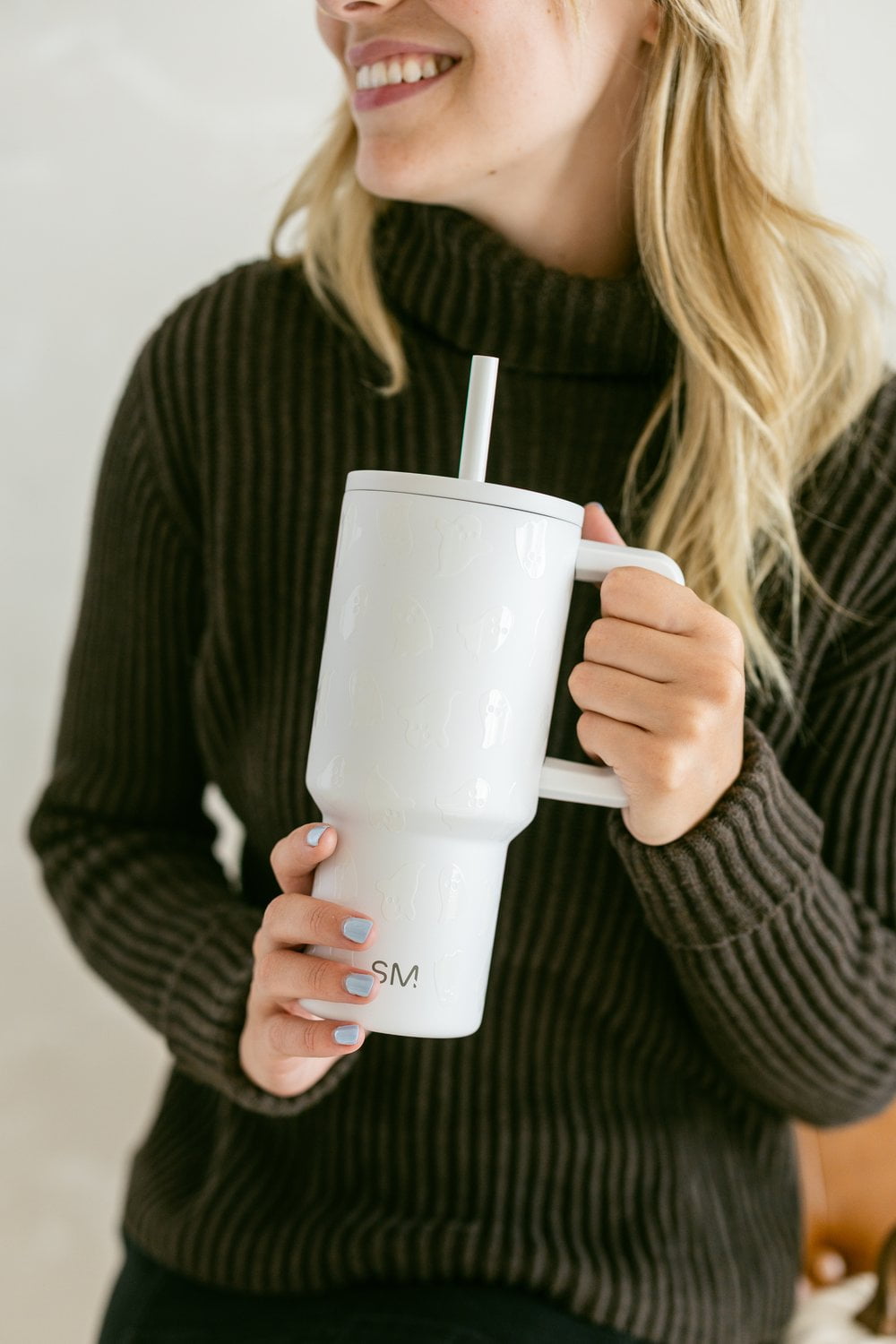 Simple Modern 30 fl oz Insulated Stainless Steel Trek Tumbler with Straw Lid | Seaglass Sage and Cream Checkmate C690C