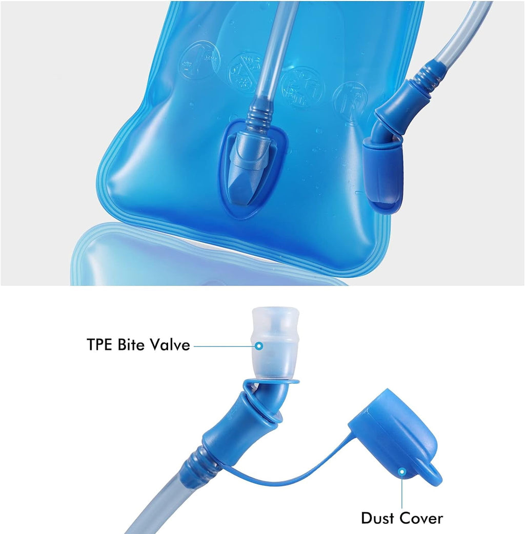 TAGVO Hydration Bladder 2 Liter BPA Free 70oz + Cleaning Brushes Kit, Leakproof Water Bladder Travel Reservoir Hydration Bag, Easy Cleaning by 3 Brushes and Air Drying by Collapsible Frame C383F
