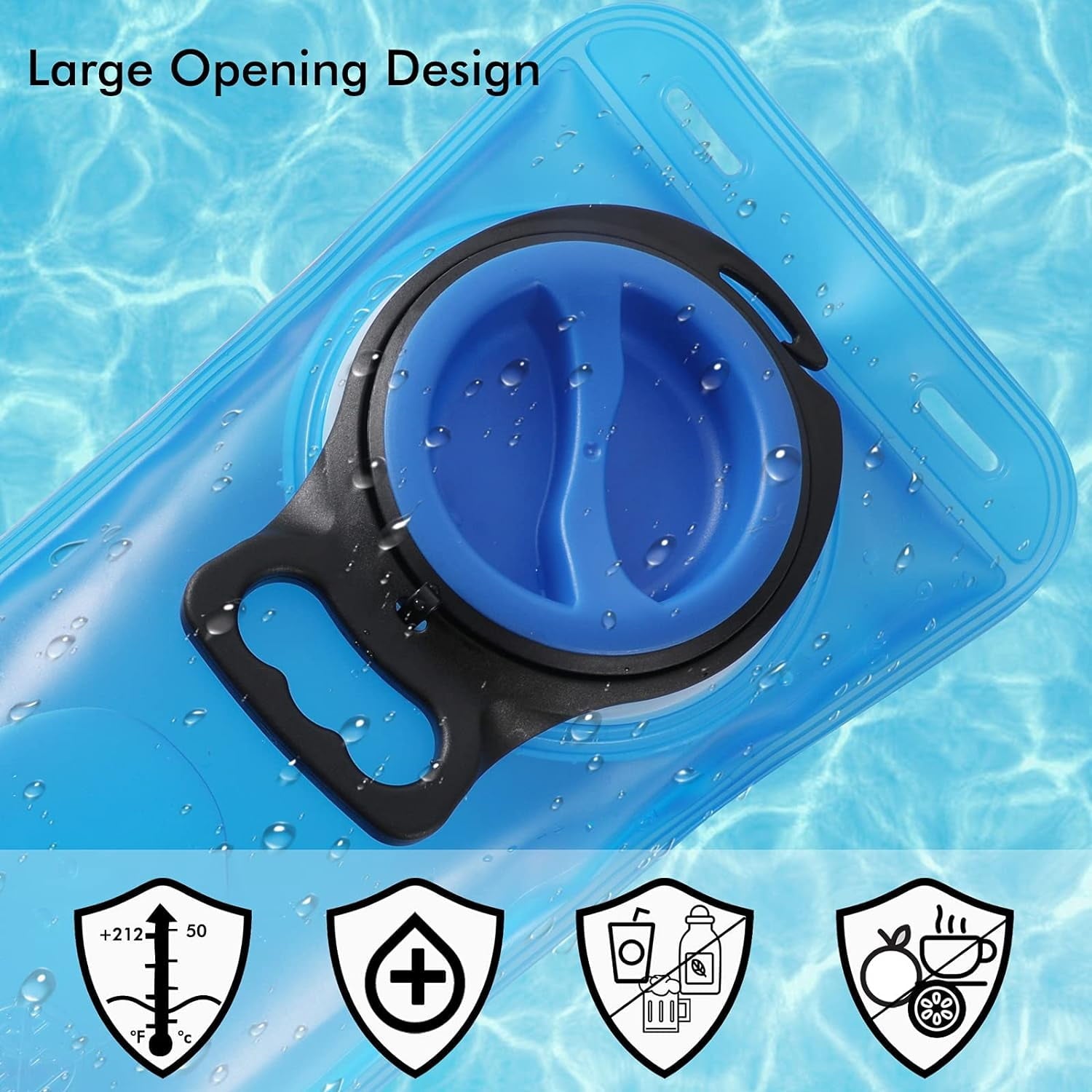 TAGVO Hydration Bladder 2 Liter BPA Free 70oz + Cleaning Brushes Kit, Leakproof Water Bladder Travel Reservoir Hydration Bag, Easy Cleaning by 3 Brushes and Air Drying by Collapsible Frame C383F
