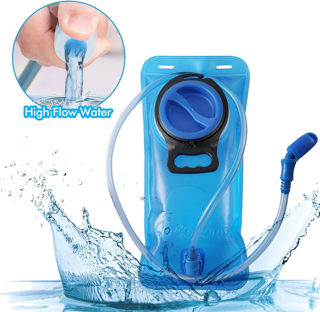 TAGVO Hydration Bladder 2 Liter BPA Free 70oz + Cleaning Brushes Kit, Leakproof Water Bladder Travel Reservoir Hydration Bag, Easy Cleaning by 3 Brushes and Air Drying by Collapsible Frame C383F