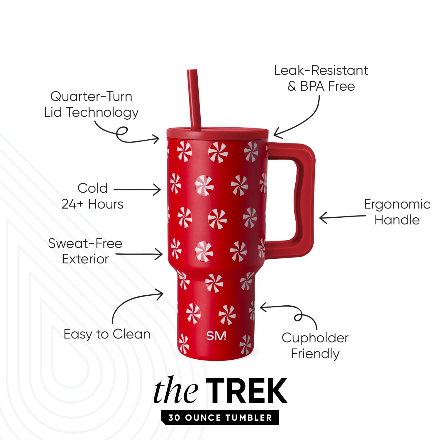 Simple Modern 30 fl oz Insulated Stainless Steel Trek Tumbler with Straw Lid | Seaglass Sage and Cream Checkmate C690C