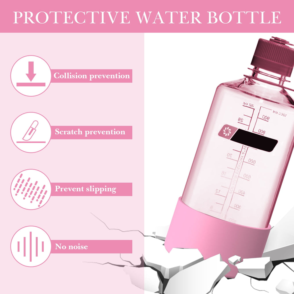 Linkidea 2 Pack Water Bottle Boot Compatible with Nalgene Sustain Wide Mouth 32oz/48oz, Narrow Mouth 32oz, Silicone Anti-Slip Bottle Bottom Bumper Protector (Light Pink) C212A