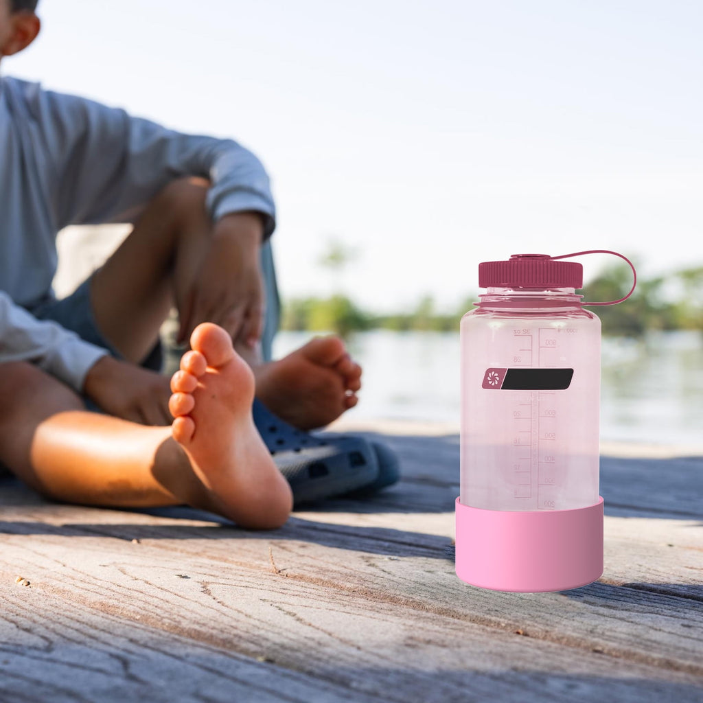 Linkidea 2 Pack Water Bottle Boot Compatible with Nalgene Sustain Wide Mouth 32oz/48oz, Narrow Mouth 32oz, Silicone Anti-Slip Bottle Bottom Bumper Protector (Light Pink) C212A