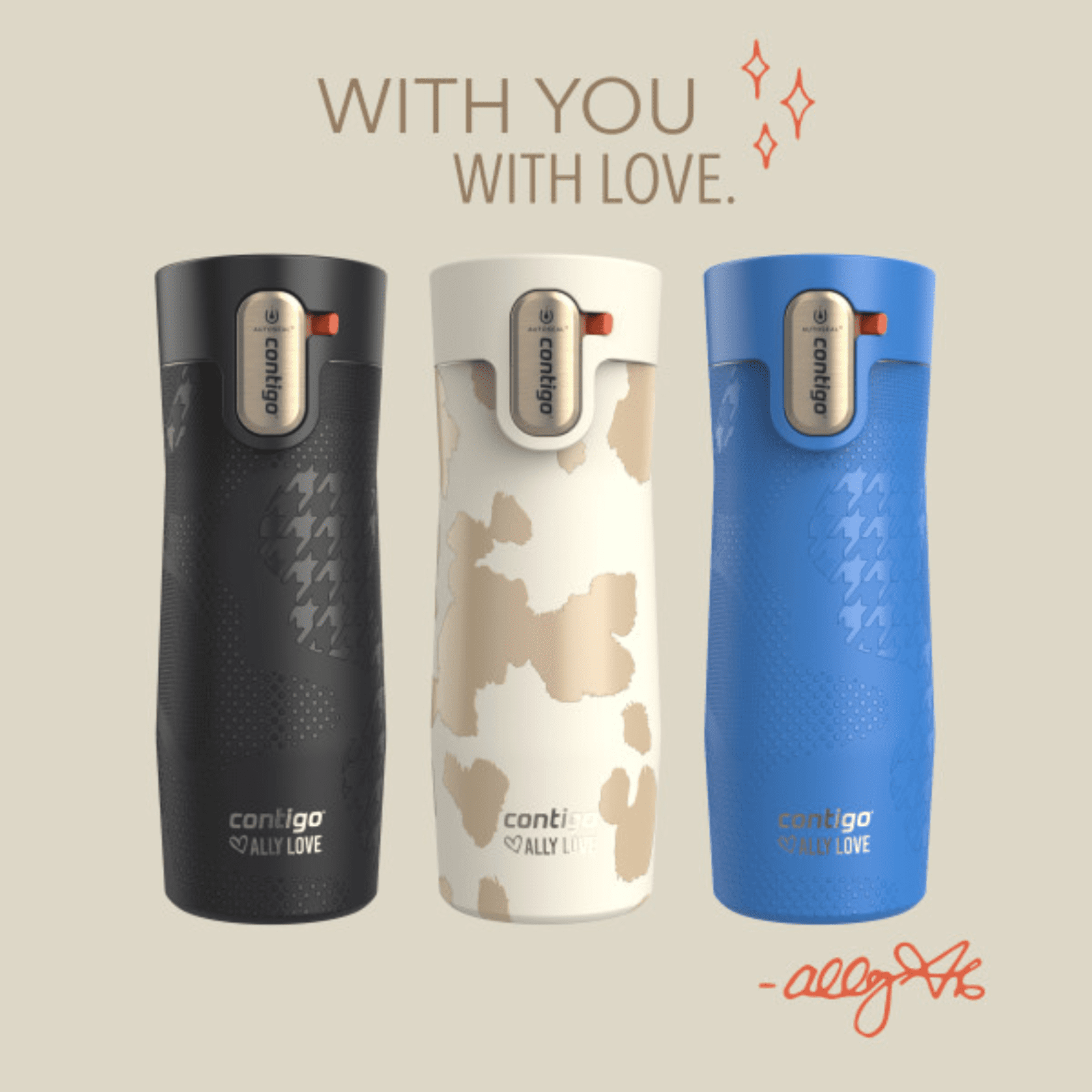 Contigo x Ally Love Autoseal West Loop Vacuum-Insulated Stainless Steel Travel Mug with Easy-Clean Lid, 16 oz, Stellar Jay C028F