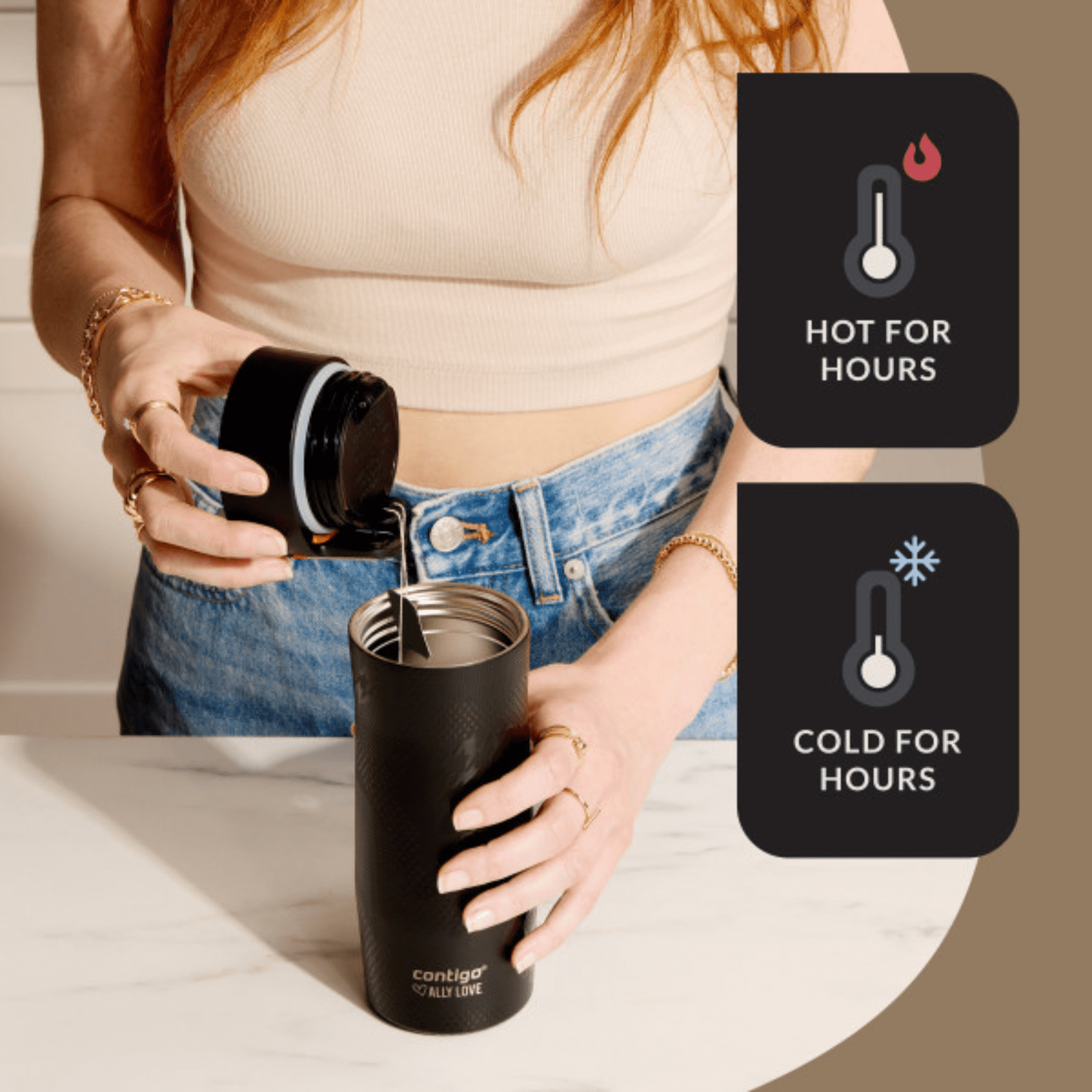 Contigo x Ally Love Autoseal West Loop Vacuum-Insulated Stainless Steel Travel Mug with Easy-Clean Lid, 16 oz, Stellar Jay C028F