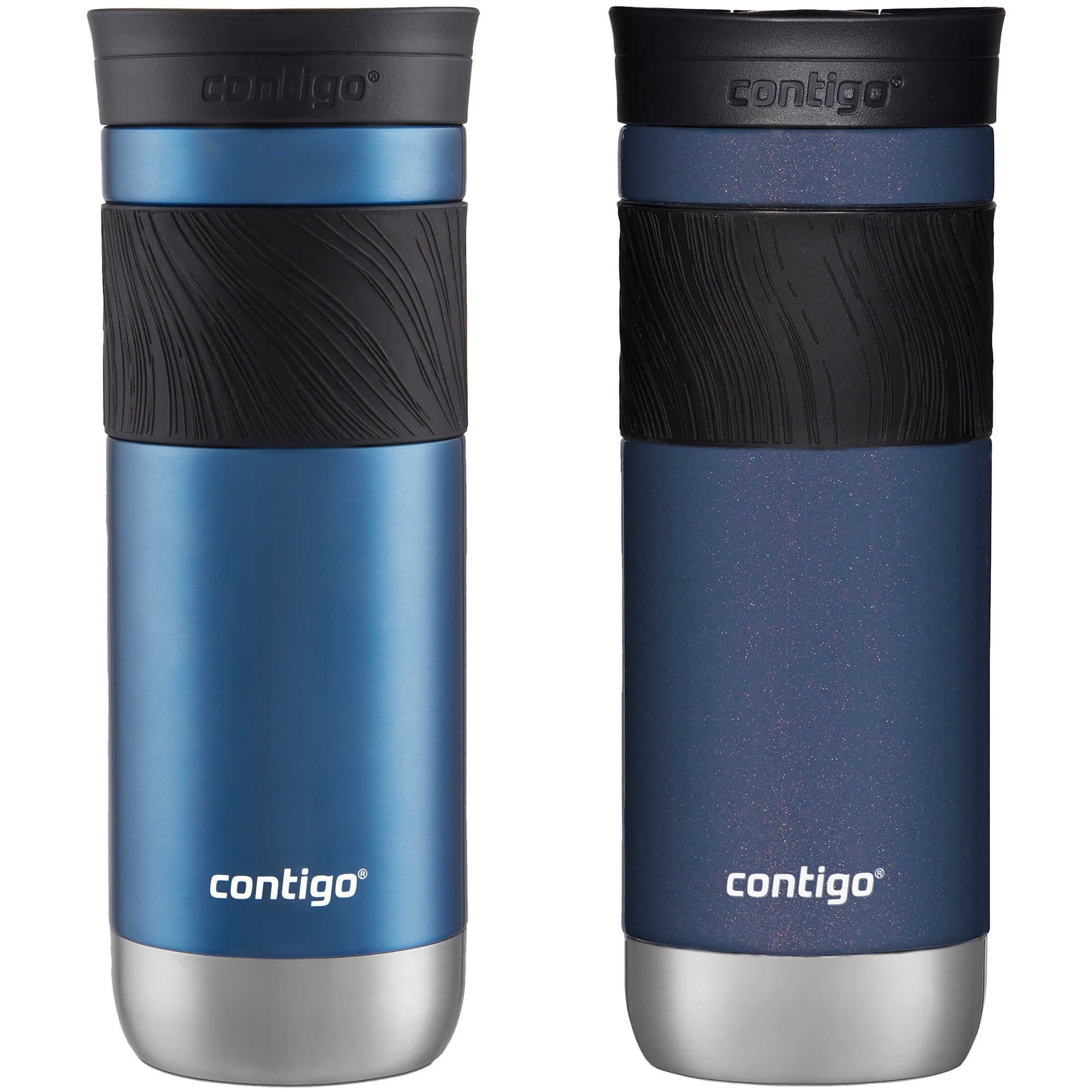 Contigo SNAPSEAL Insulated Stainless Steel Travel Mug with Grip, 20 oz, Blue Corn &amp; Midnight Berry, 2-Pack C013D