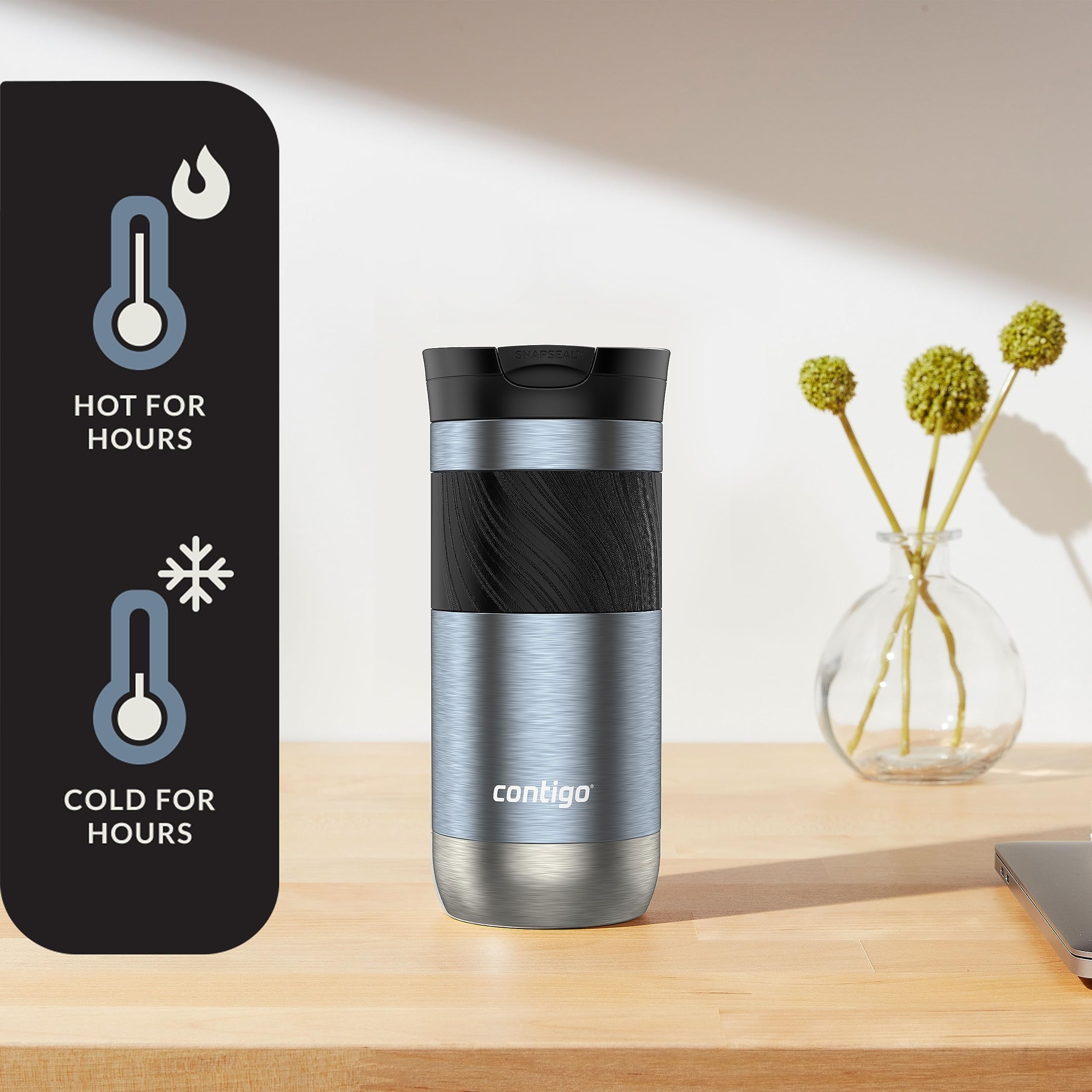 Contigo Byron 2.0 Stainless Steel Travel Mug with SNAPSEAL Lid and Grip, 16oz. C050S