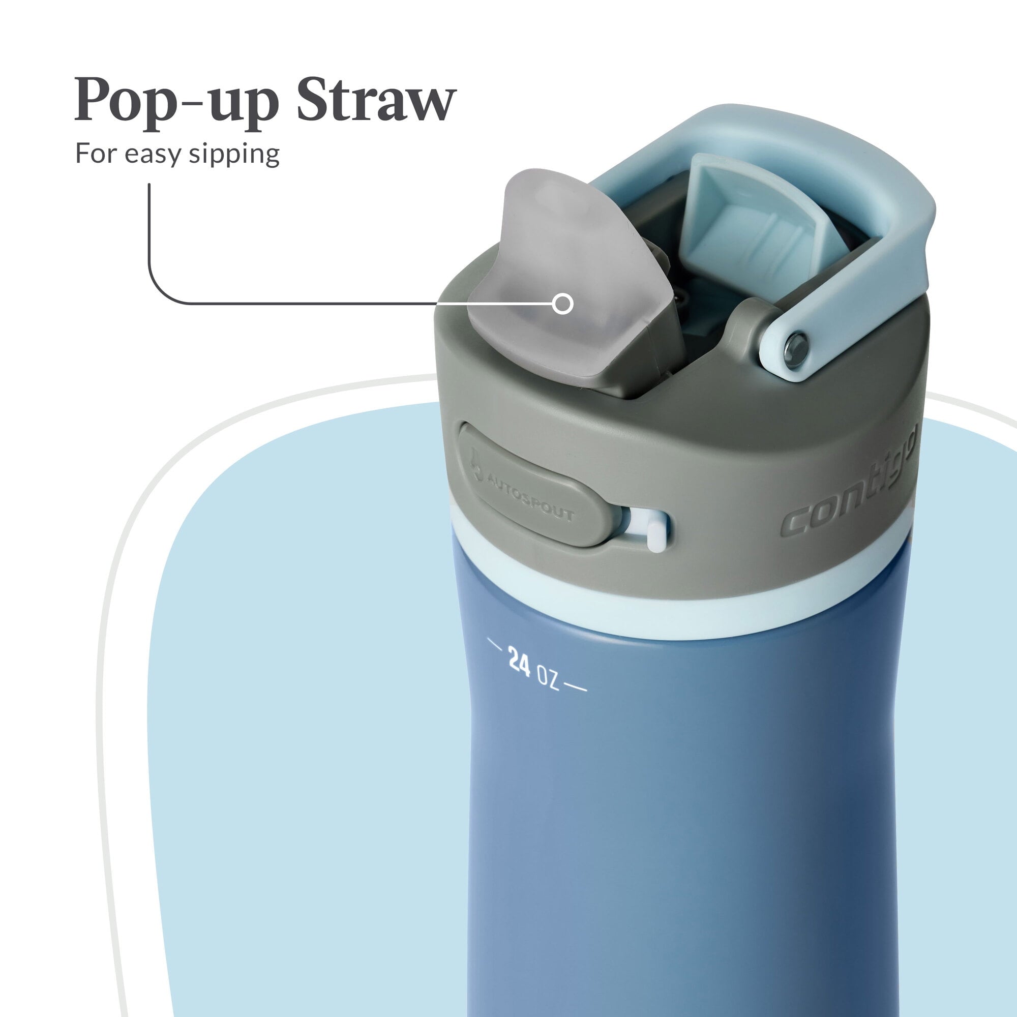 Contigo® Wells Chill Stainless Steel Filter Water Bottle with AUTOSPOUT® Straw Lid, 24 oz., Dark Ice C090E