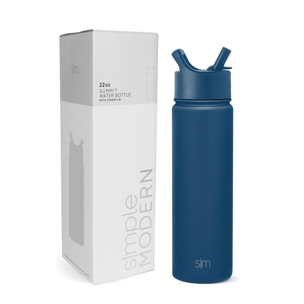 Simple Modern Water Bottle with Straw Lid Vacuum Insulated Stainless Steel Metal Thermos Bottles | Reusable Leak Proof BPA-Free Flask for School | Summit Collection | 22oz, Slumberland C432W