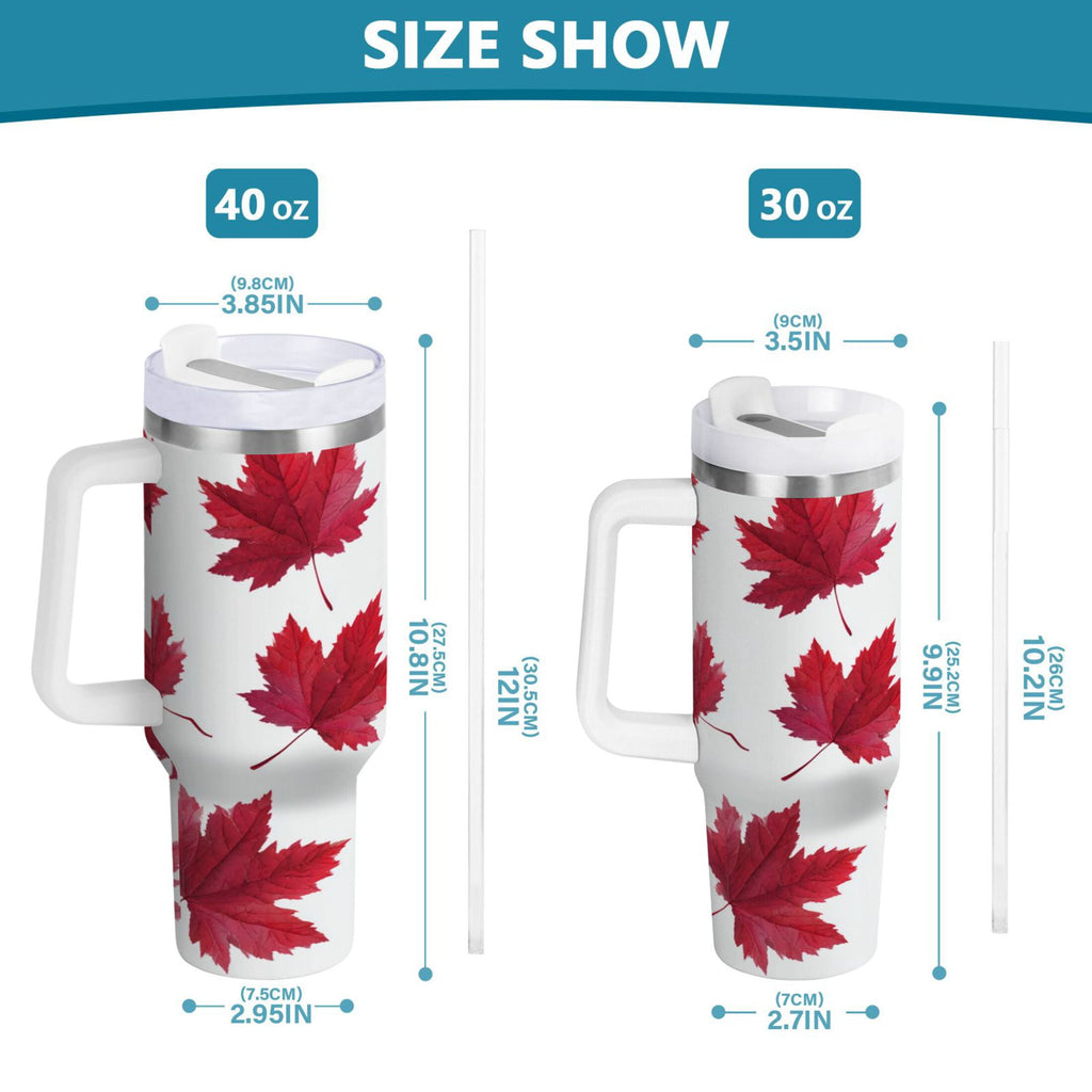 30 oz Insulated Stainless Steel Tumbler Double Wall Stainless Steel Tumbler with 2-Way Drinking Red Maple Leaves C493J
