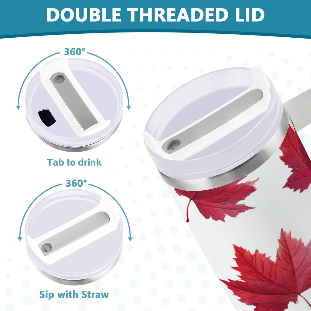 30 oz Insulated Stainless Steel Tumbler Double Wall Stainless Steel Tumbler with 2-Way Drinking Red Maple Leaves C493J