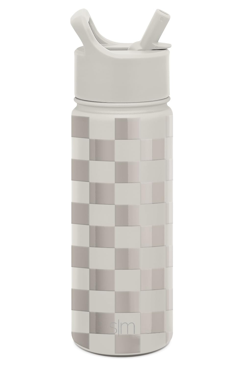 Simple Modern Kids Water Bottle with Straw Lid Vacuum Insulated Stainless Steel Metal Thermos Bottles | Reusable Leak Proof BPA-Free Flask for School | Summit Collection | 18oz, Checkmate C433X
