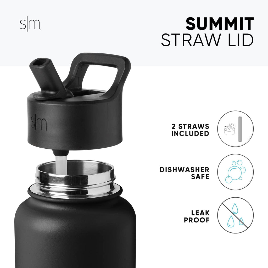 Simple Modern Kids Water Bottle with Straw Lid Vacuum Insulated Stainless Steel Metal Thermos Bottles | Reusable Leak Proof BPA-Free Flask for School | Summit Collection | 18oz, Checkmate C433X