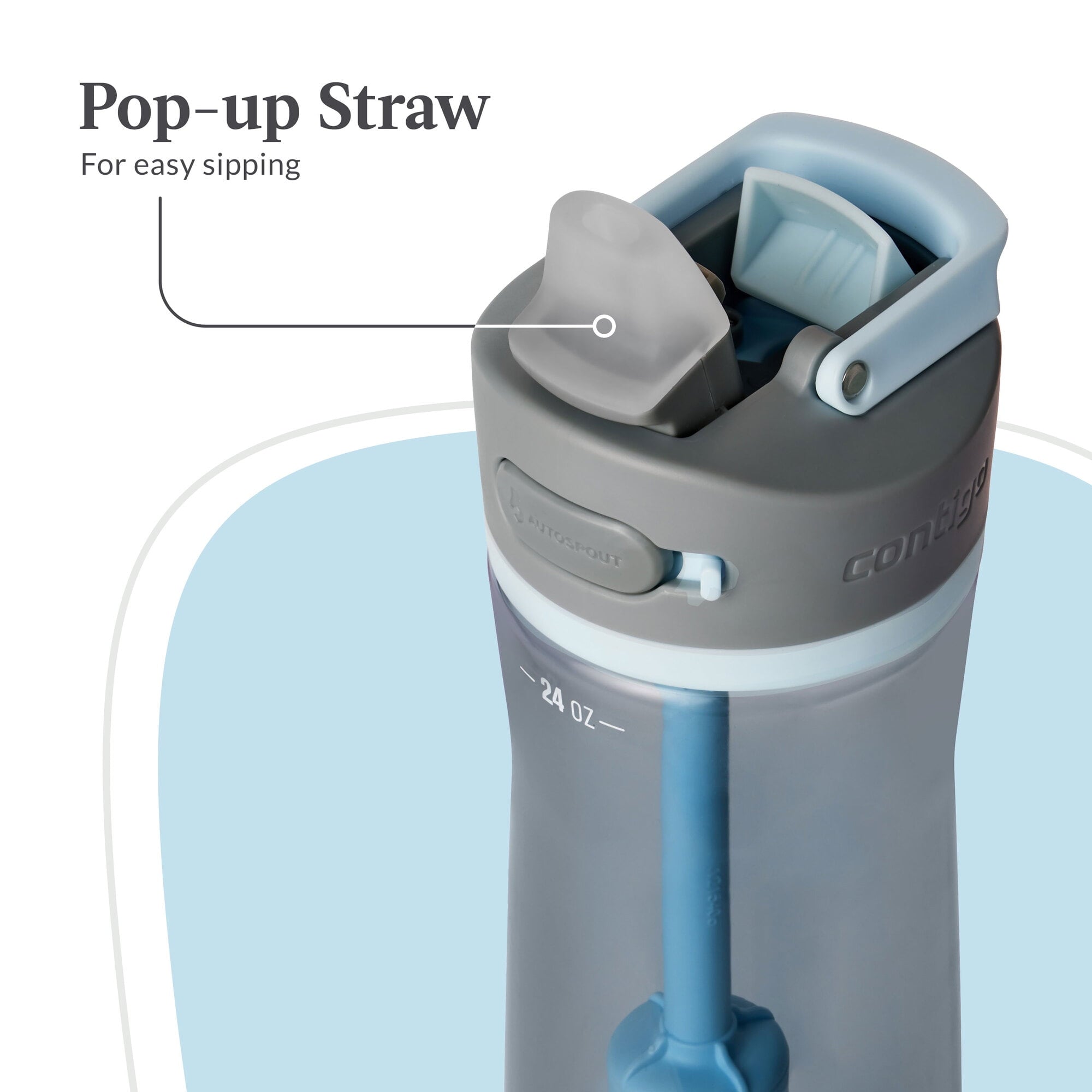 Contigo® Wells Plastic Filter Water Bottle with AUTOSPOUT® Straw Lid, 24 Oz., Dark Ice C058A