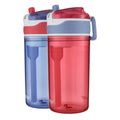 Contigo Kids 2-in-1 Snack Hero Tumbler Featuring 4oz Snack Holder Stacked on Top of 13oz Water Bottle - BPA Free, Durable Tritan w/Flexible Carry Handle &amp; Spill-Proof Valve, Purple &amp; Pink – 2 Pack C040Z
