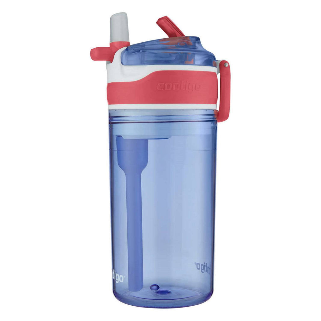 Contigo Kids 2-in-1 Snack Hero Tumbler Featuring 4oz Snack Holder Stacked on Top of 13oz Water Bottle - BPA Free, Durable Tritan w/Flexible Carry Handle &amp; Spill-Proof Valve, Purple &amp; Pink – 2 Pack C040Z