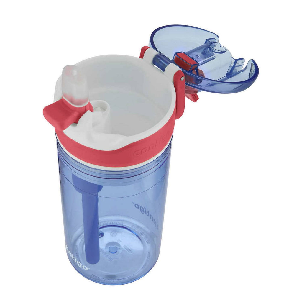 Contigo Kids 2-in-1 Snack Hero Tumbler Featuring 4oz Snack Holder Stacked on Top of 13oz Water Bottle - BPA Free, Durable Tritan w/Flexible Carry Handle &amp; Spill-Proof Valve, Purple &amp; Pink – 2 Pack C040Z