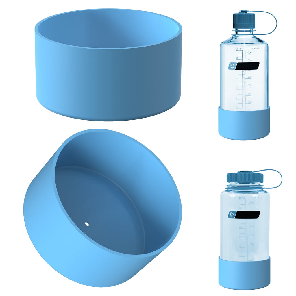Linkidea 2 Pack Water Bottle Boot Compatible with Nalgene Sustain Wide Mouth 32oz/48oz, Narrow Mouth 32oz, Silicone Anti-Slip Bottle Bottom Bumper Protector (Blue) C209F