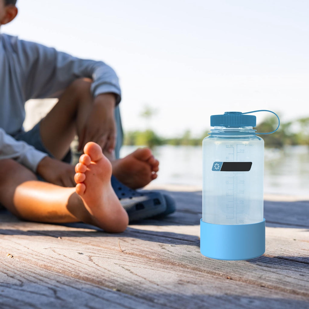 Linkidea 2 Pack Water Bottle Boot Compatible with Nalgene Sustain Wide Mouth 32oz/48oz, Narrow Mouth 32oz, Silicone Anti-Slip Bottle Bottom Bumper Protector (Blue) C209F