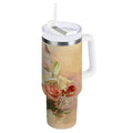 30 oz Insulated Stainless Steel Tumbler Double Wall Stainless Steel Tumbler with 2-Way Drinking Beautiful Floral Bouquet C477T