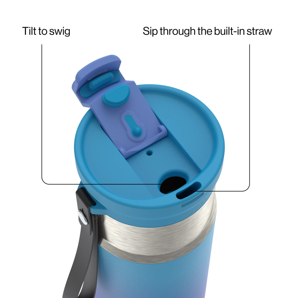 Contigo DualSip 16 oz Compact Leakproof Insulated Water Bottle with 2-Way Lid C049H