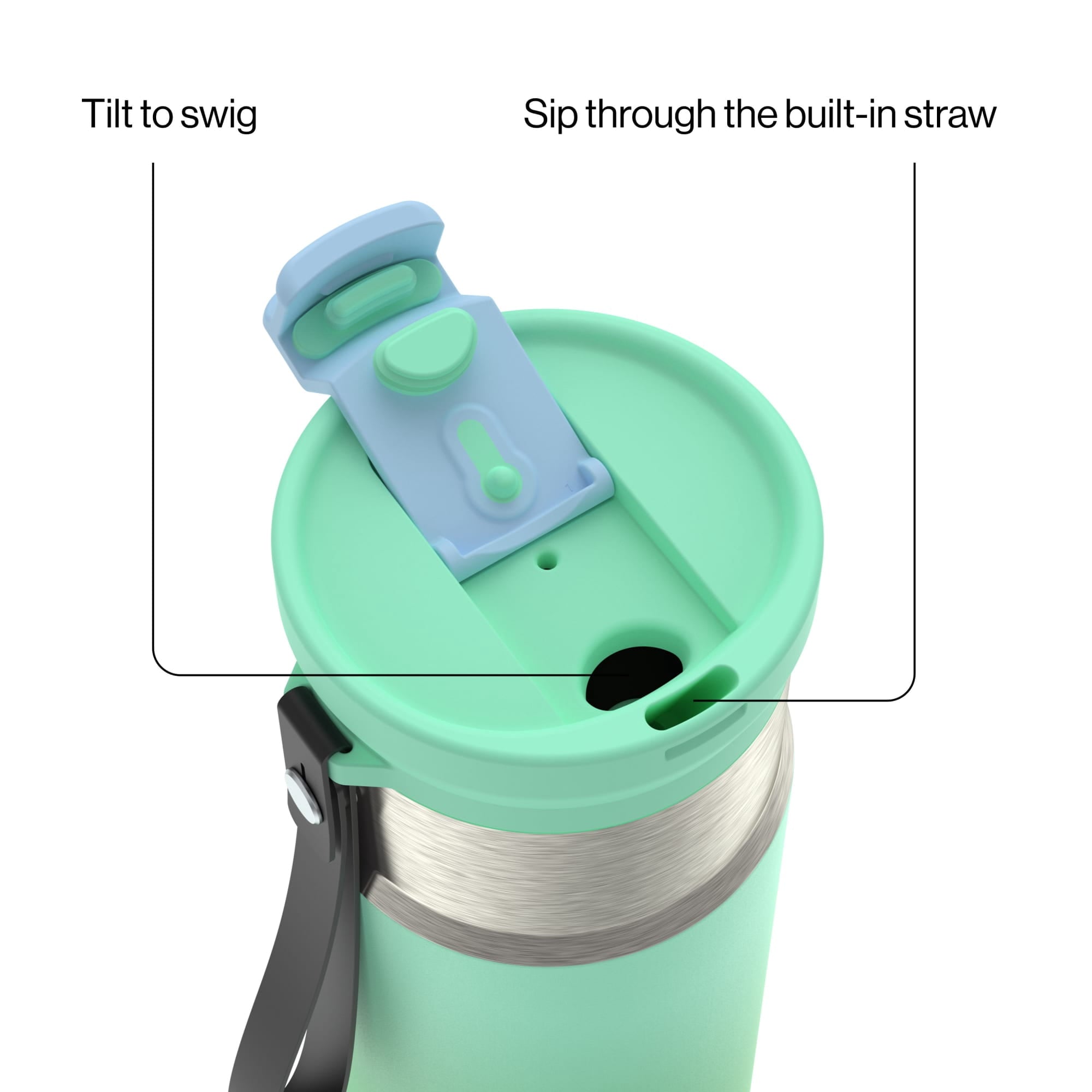 Contigo DualSip 16 oz Compact Leakproof Insulated Water Bottle with 2-Way Lid C049H