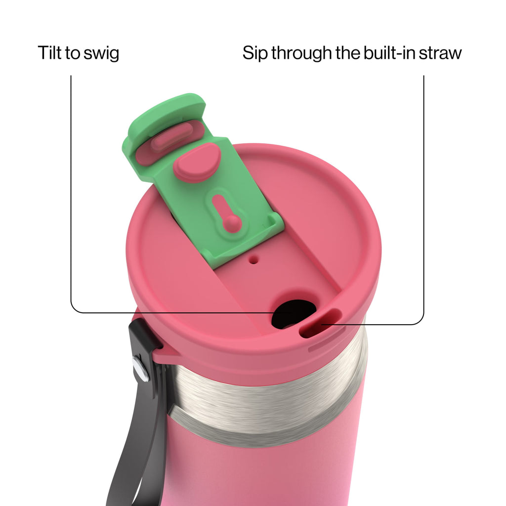 Contigo DualSip 16 oz Compact Leakproof Insulated Water Bottle with 2-Way Lid C049H