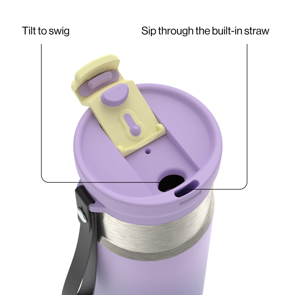 Contigo DualSip 16 oz Compact Leakproof Insulated Water Bottle with 2-Way Lid C049H