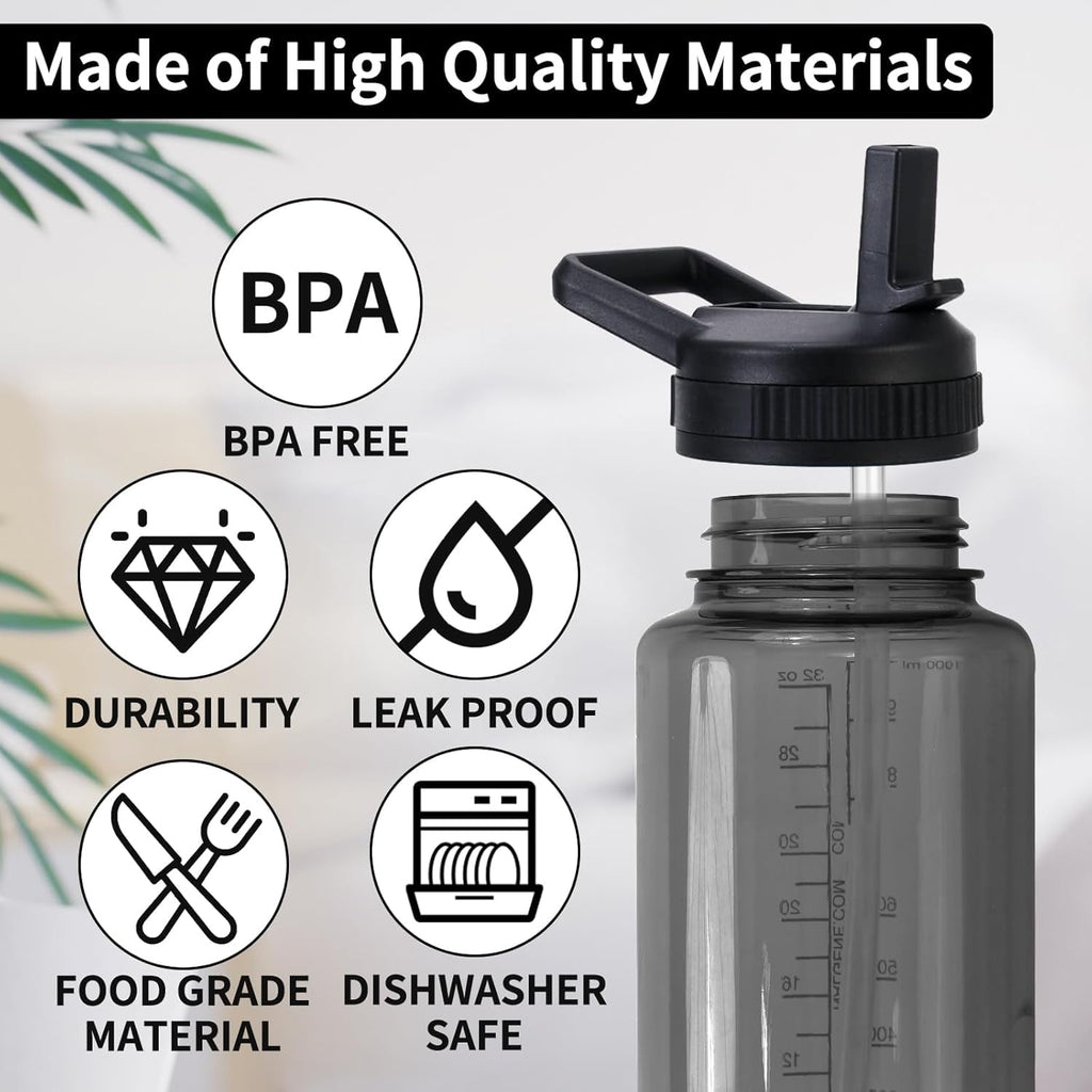 Straw Lid Compatible with Nalgene Water Bottles, BPA-Free Straws Lid with Handle for Nalgene Wide Mouth, Replacement Bottle Cap Accessories with Straws and Straw Brush C223C