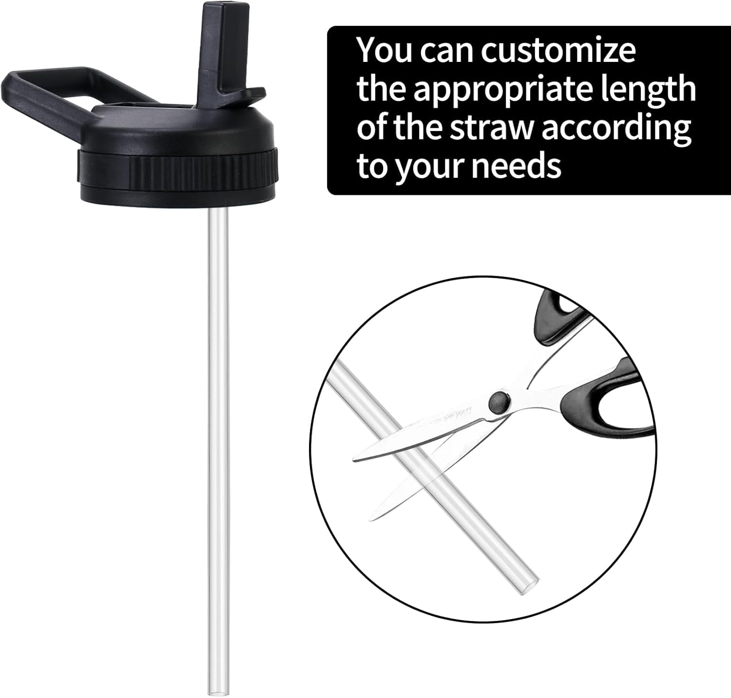 Straw Lid Compatible with Nalgene Water Bottles, BPA-Free Straws Lid with Handle for Nalgene Wide Mouth, Replacement Bottle Cap Accessories with Straws and Straw Brush C223C