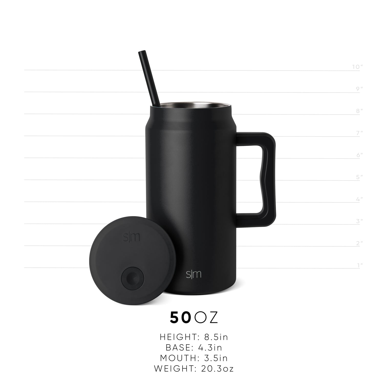 Simple Modern 50 fl oz Insulated Stainless Steel Trek Tumbler with Straw Lid | Midnight Black C406J