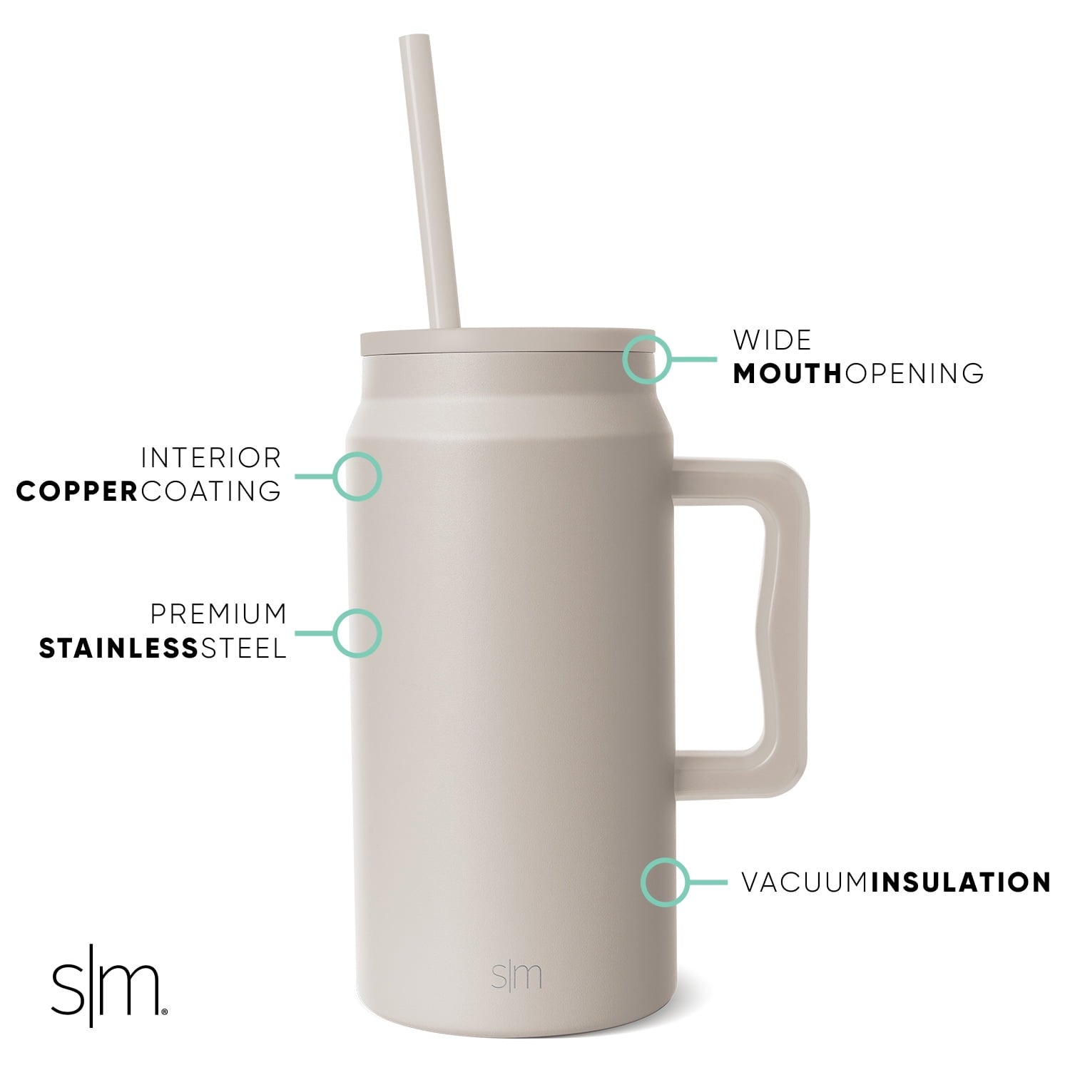 Simple Modern 50 fl oz Insulated Stainless Steel Trek Tumbler with Straw Lid | Midnight Black C406J