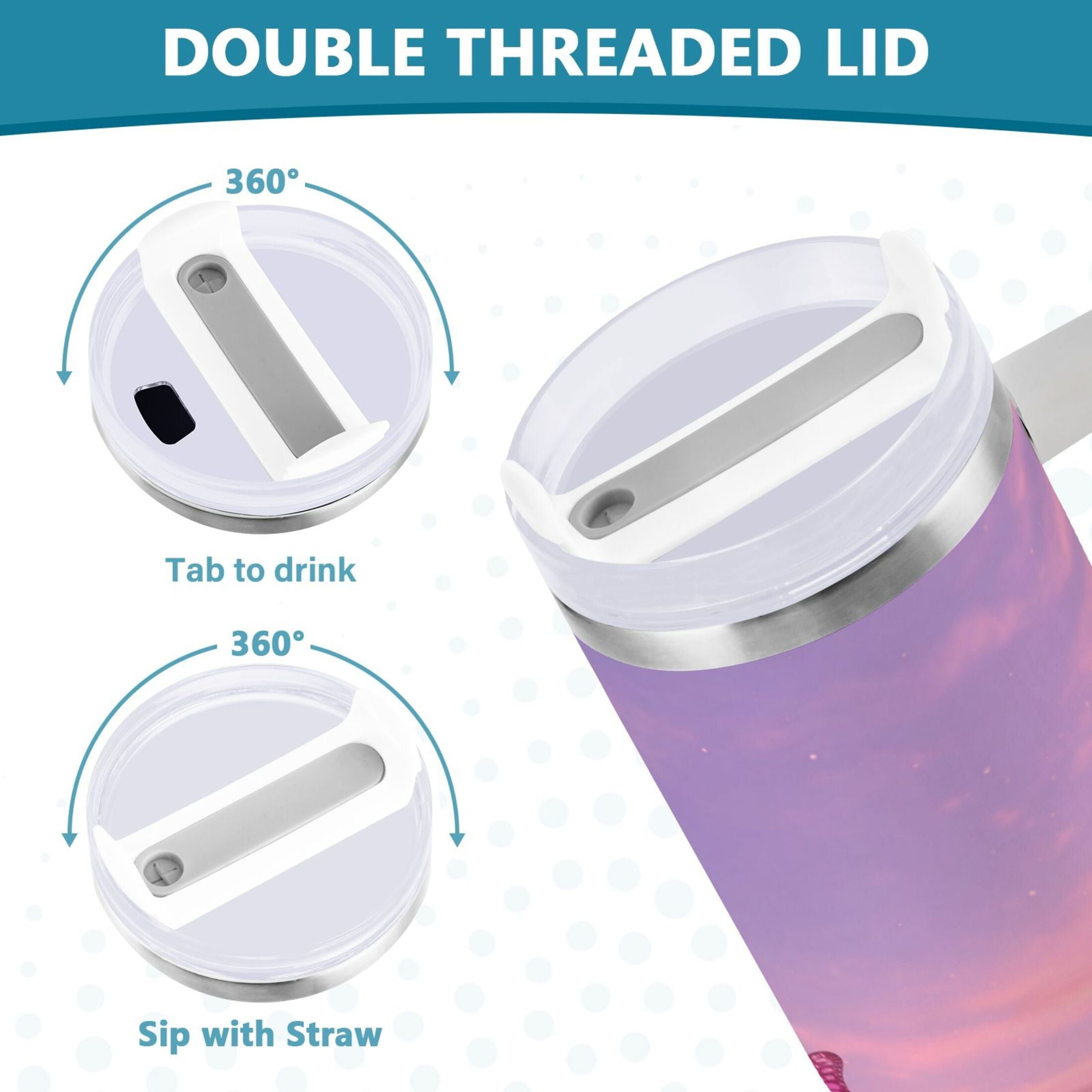 30 oz Insulated Stainless Steel Tumbler Double Wall Stainless Steel Tumbler with 2-Way Drinking Pink Butterflies Flying C492Q