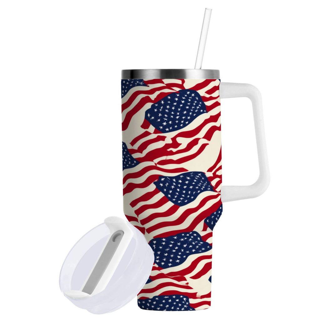 40 oz Insulated Stainless Steel Tumbler Double Wall Stainless Steel Tumbler with 2-Way Drinking Flags Abstract Design C607G