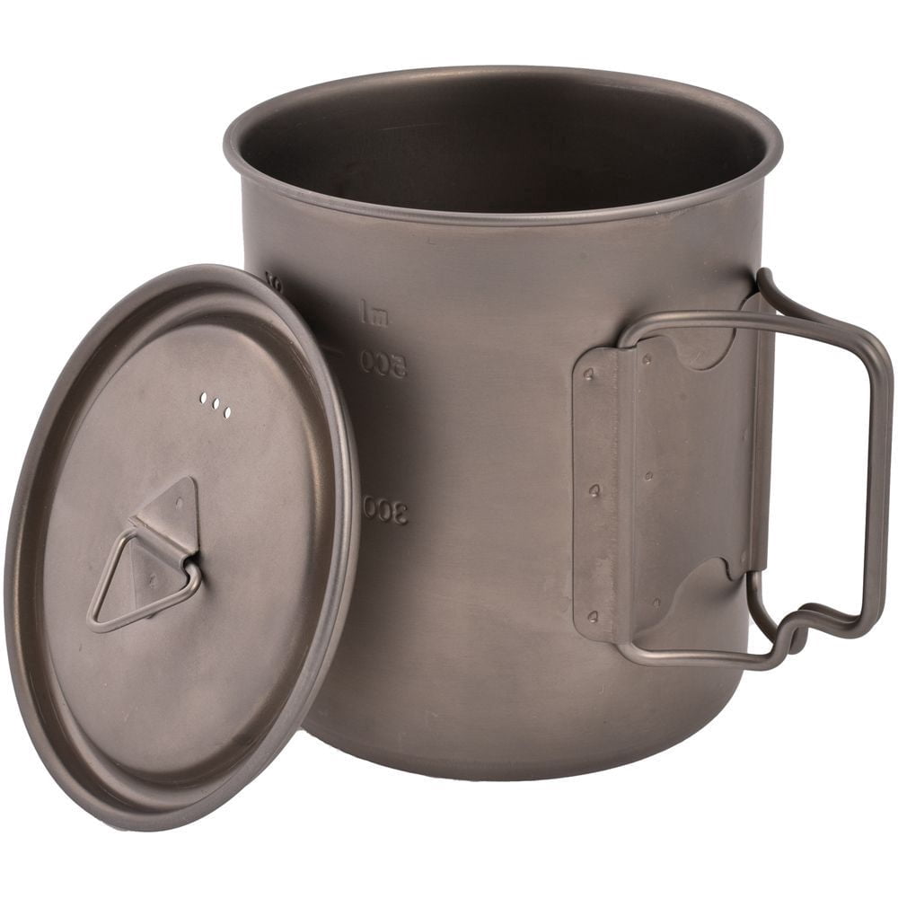 Olicamp Titanium Space Saver Mug with Lid, Nests Nalgene Bottle Inside, Lightweight and Compact, Perfect for Camping and Backpacking, 750mL C193X