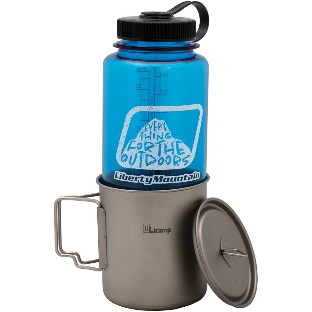 Olicamp Titanium Space Saver Mug with Lid, Nests Nalgene Bottle Inside, Lightweight and Compact, Perfect for Camping and Backpacking, 750mL C193X