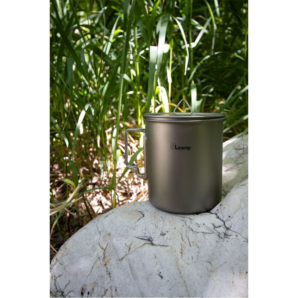 Olicamp Titanium Space Saver Mug with Lid, Nests Nalgene Bottle Inside, Lightweight and Compact, Perfect for Camping and Backpacking, 750mL C193X