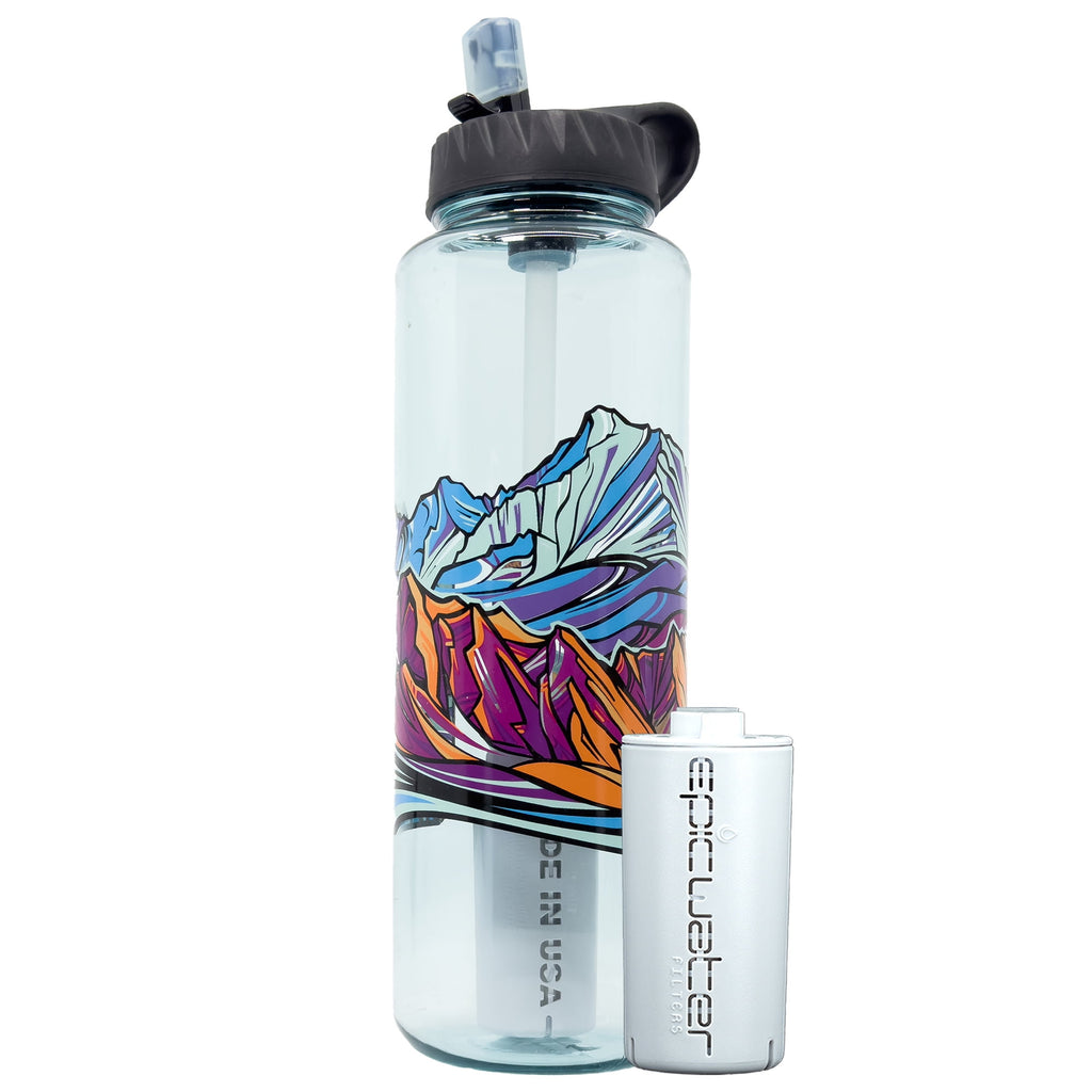 Epic Water Filters Nalgene OG Sustain Tritan USA Made Water Bottle and 75 Gallon Filter - Removes 99.99% of Water Impurities, 32oz, Leggitt Art C192N