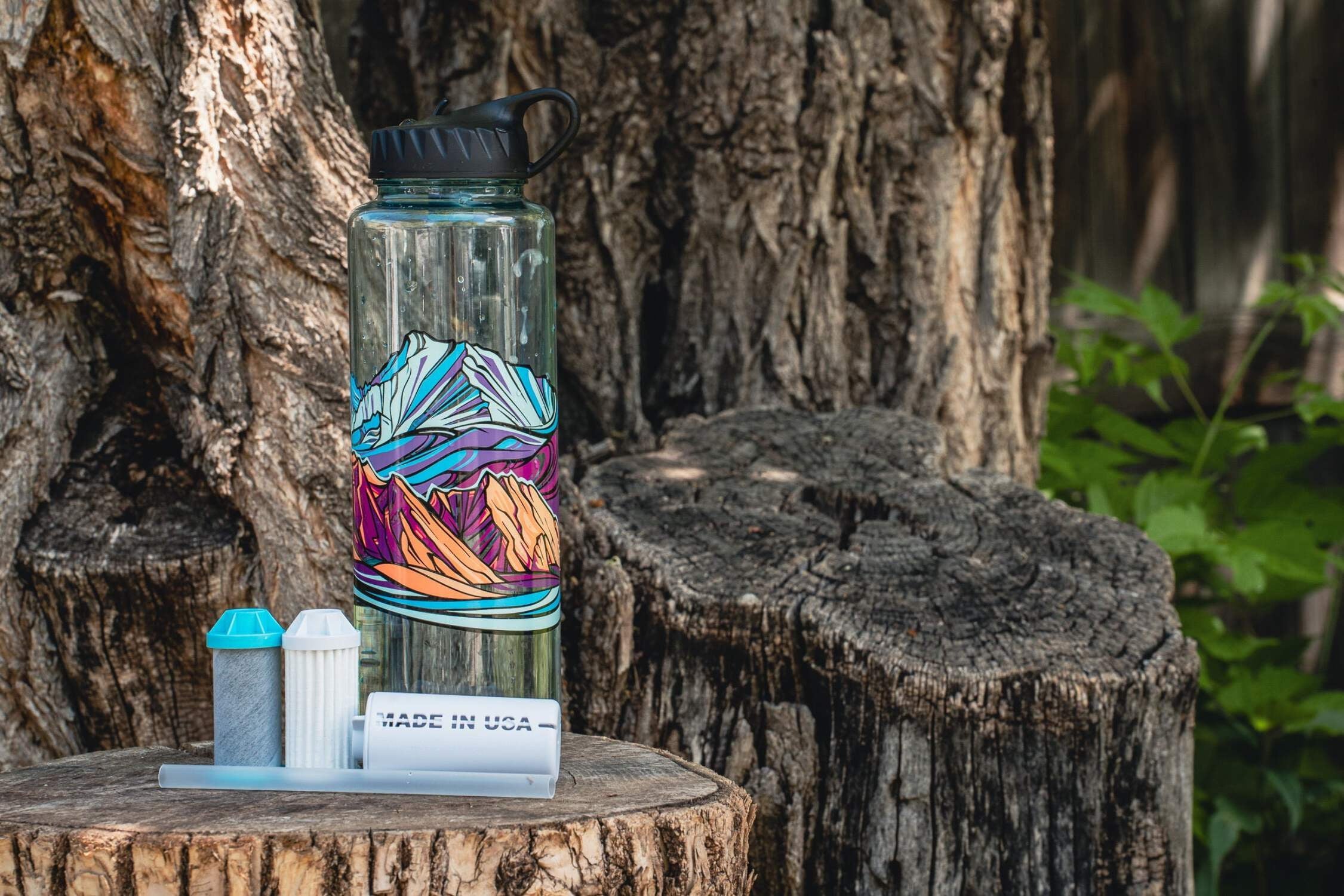 Epic Water Filters Nalgene OG Sustain Tritan USA Made Water Bottle and 75 Gallon Filter - Removes 99.99% of Water Impurities, 32oz, Leggitt Art C192N