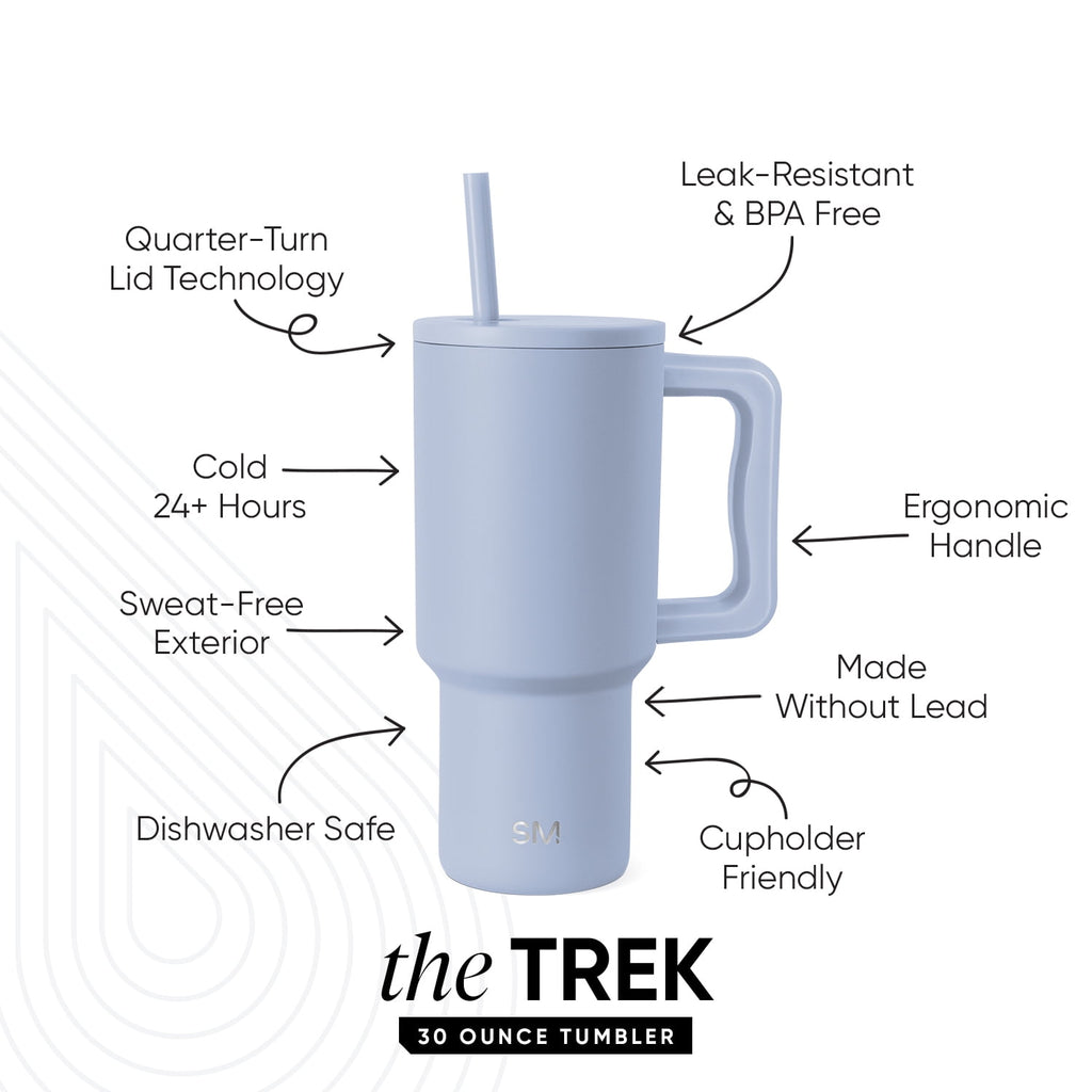Simple Modern 30 fl oz Insulated Stainless Steel Trek Tumbler with Straw Lid | Seaglass Sage and Cream Checkmate C690C