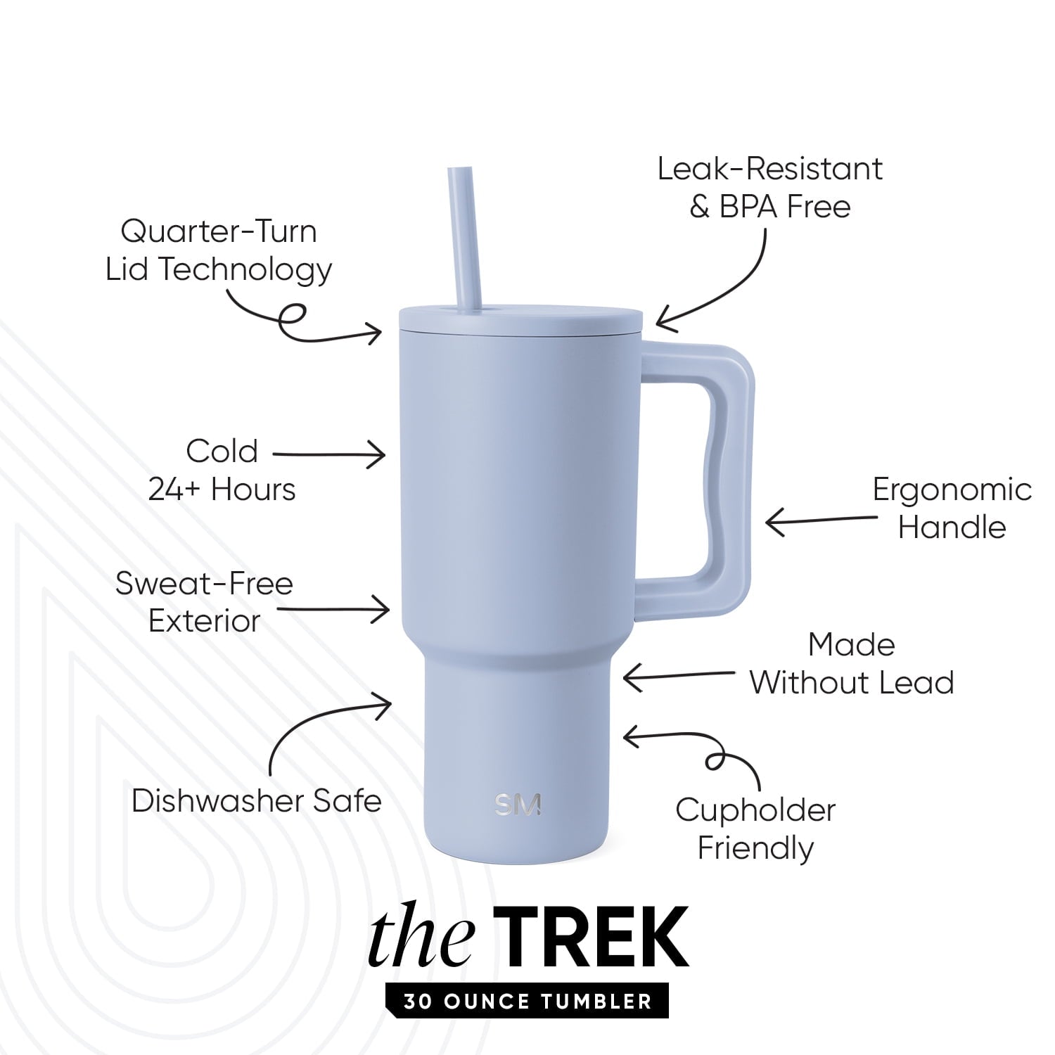 Simple Modern 30 fl oz Insulated Stainless Steel Trek Tumbler with Straw Lid | Seaglass Sage and Cream Checkmate C690C