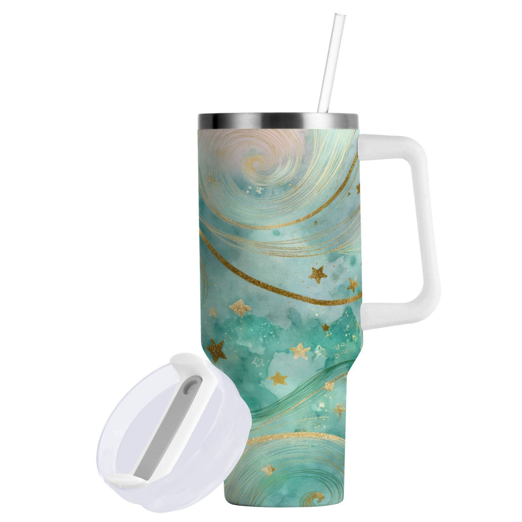 30 oz Insulated Stainless Steel Tumbler Double Wall Stainless Steel Tumbler with 2-Way Drinking Beautiful Swirling Lines C509N