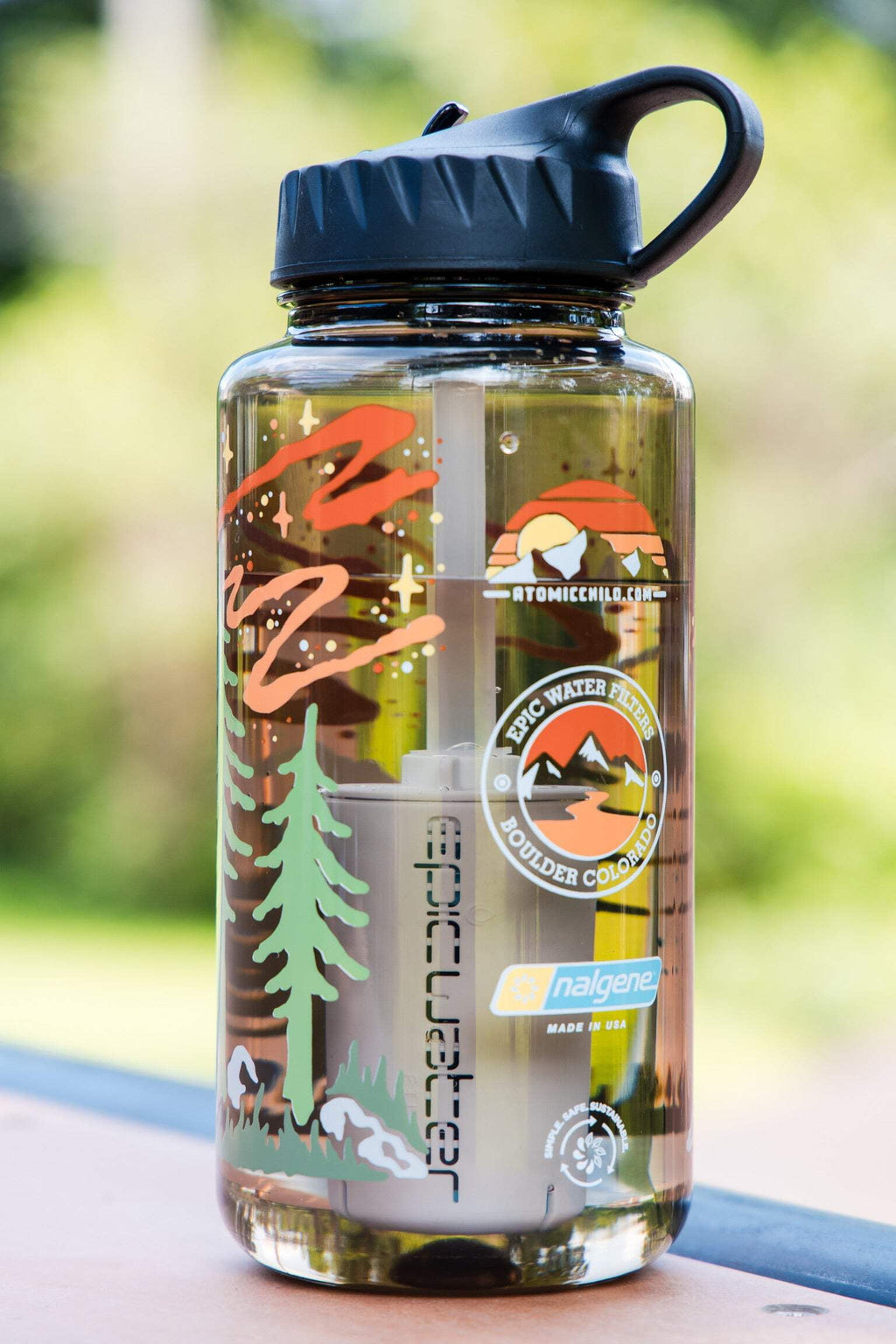Epic Water Filters Nalgene OG Sustain Tritan USA Made Water Bottle and 75 Gallon Filter - Removes 99.99% of Water Impurities, 32oz, Atomic Child Special Edition C162J