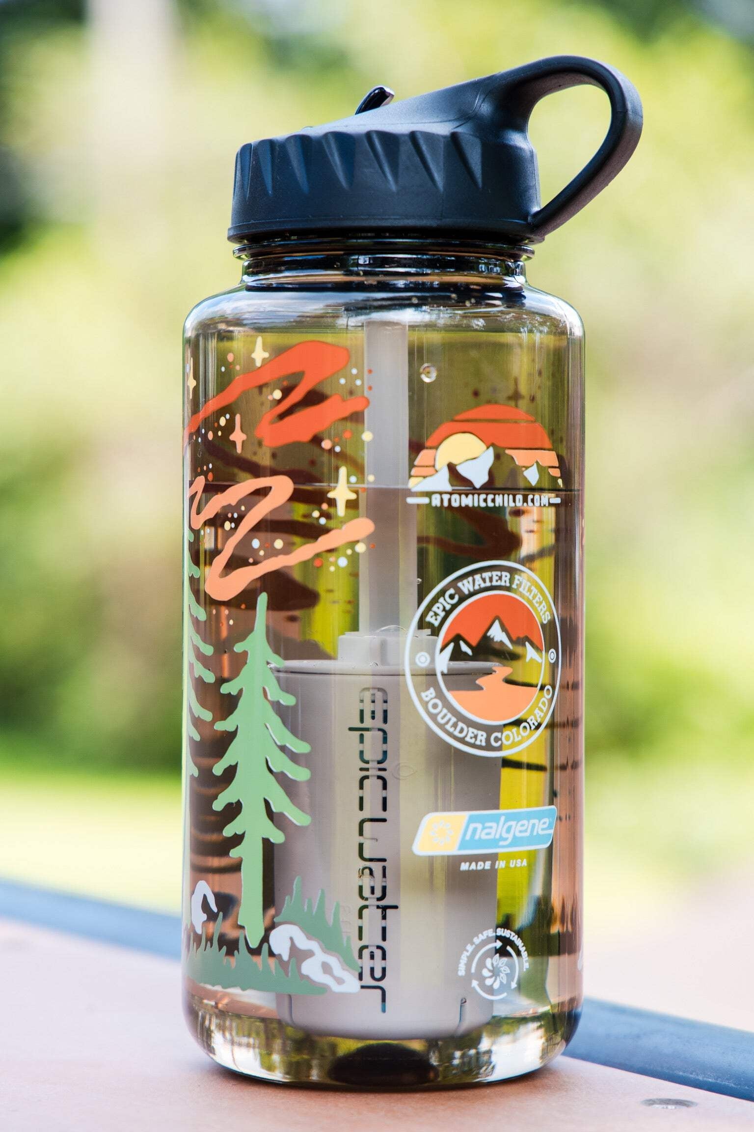 Epic Water Filters Nalgene OG Sustain Tritan USA Made Water Bottle and 75 Gallon Filter - Removes 99.99% of Water Impurities, 32oz, Atomic Child Special Edition C162J