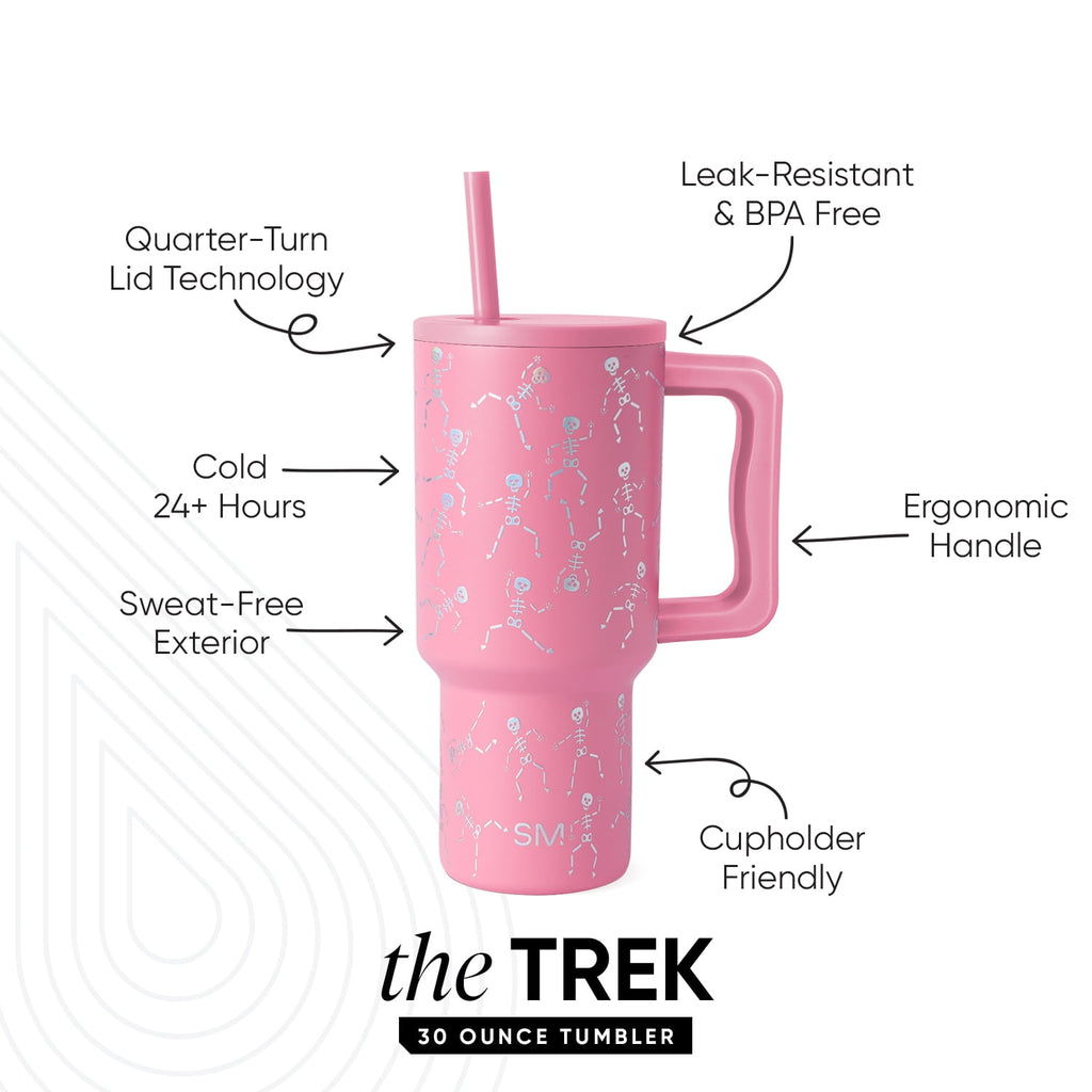 Simple Modern 30 fl oz Insulated Stainless Steel Trek Tumbler with Straw Lid | Seaglass Sage and Cream Checkmate C690C
