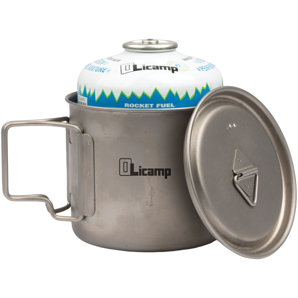 Olicamp Titanium Space Saver Mug with Lid, Nests Nalgene Bottle Inside, Lightweight and Compact, Perfect for Camping and Backpacking, 550mL C194Y