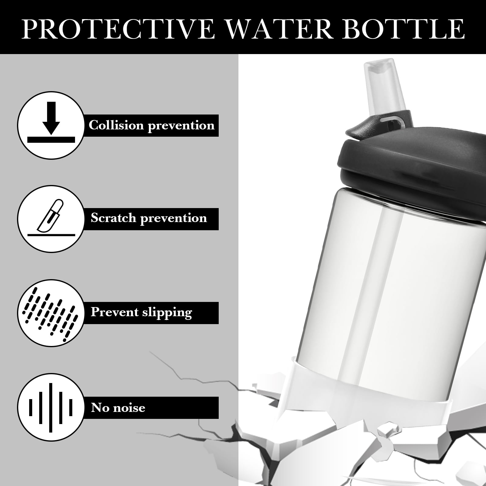 Linkidea 2 Pack Water Bottle Boot Compatible with CamelBak Eddy+20oz/25oz, Chute Mag 20oz/25oz, Carry Cap, Silicone Anti-Slip Bottle Bottom Bumper Protector (Clear White) C389L