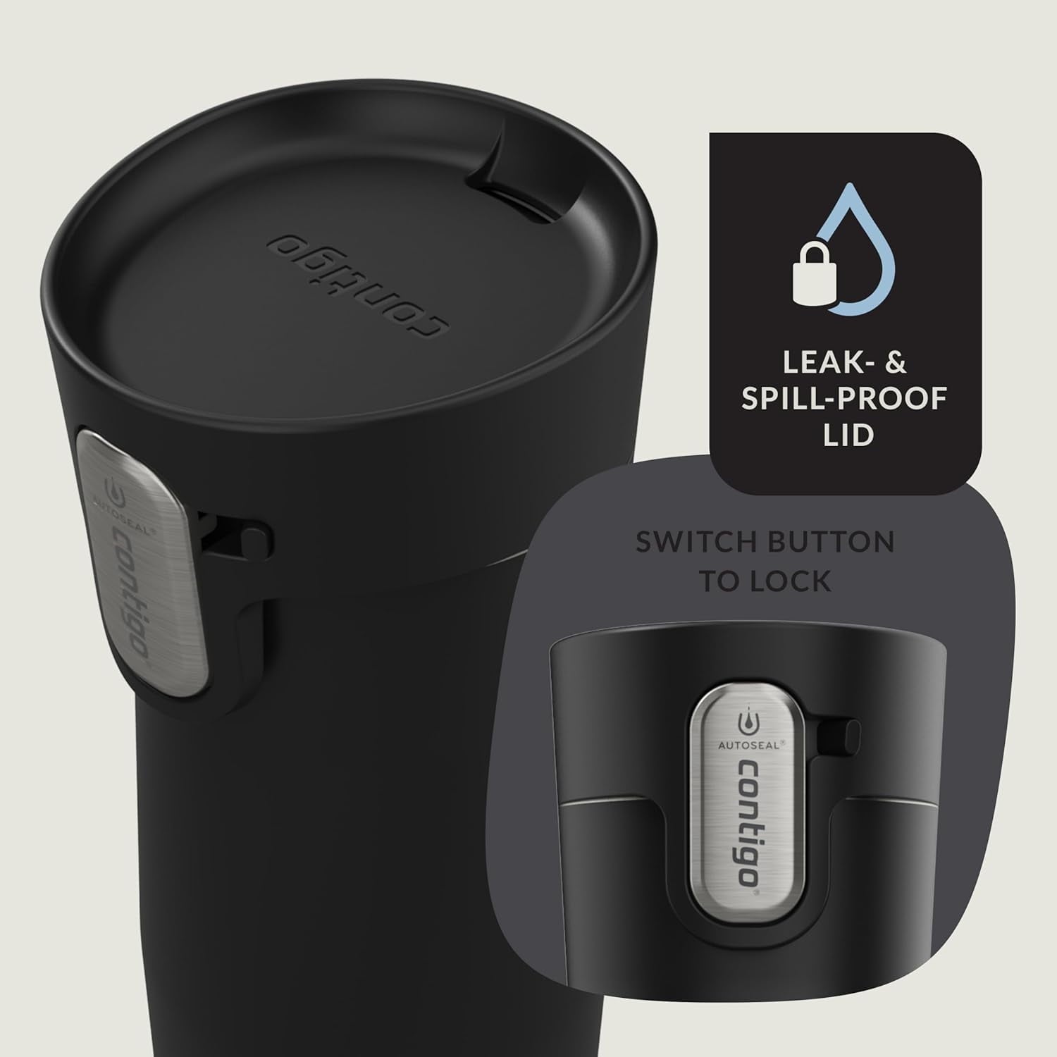 Contigo AUTOSEAL West Loop Vacuum-Insulated Stainless Steel Travel Mug with Easy-Clean Lid, 12oz, Matte Black C102Q