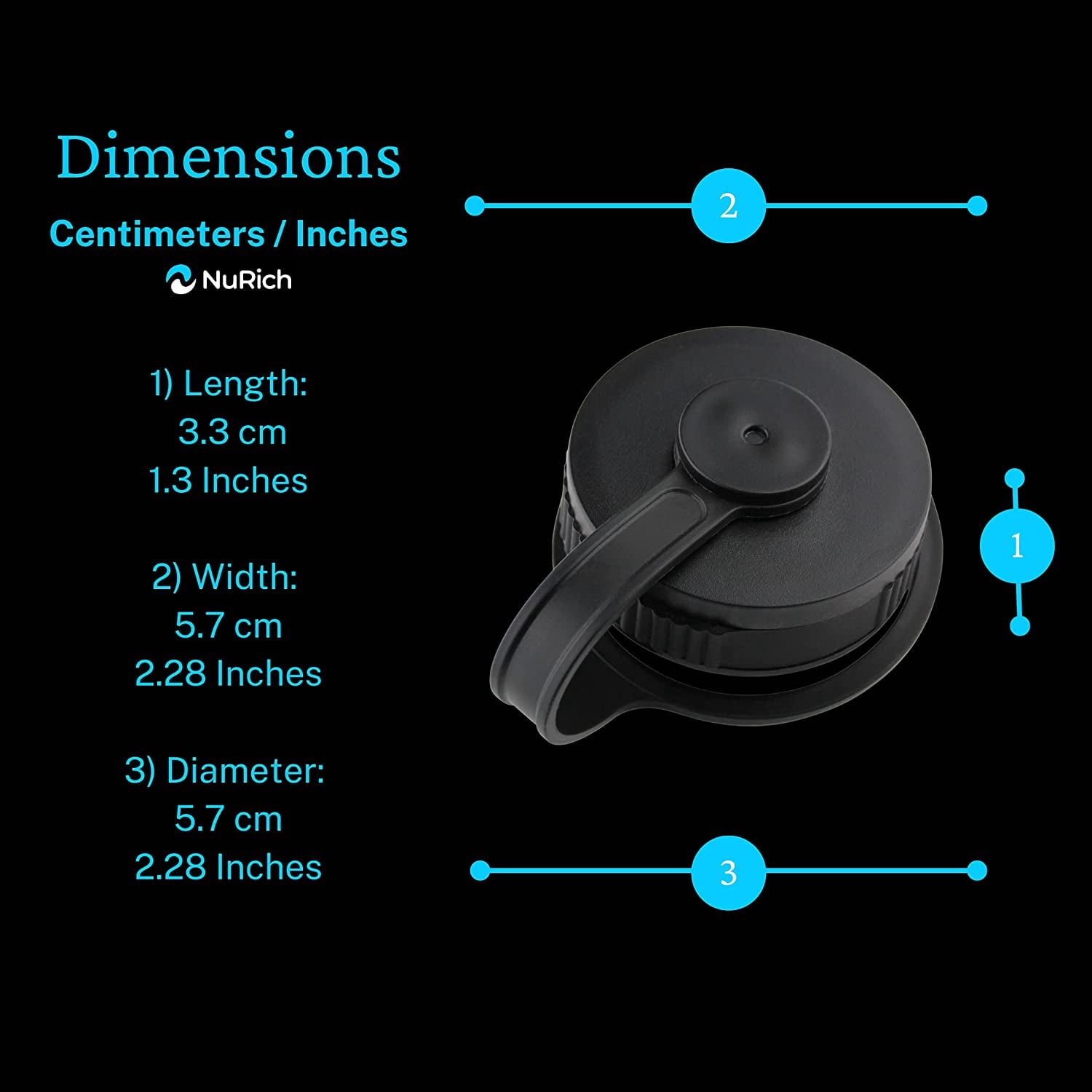 NuRich Loop Top Lid for Wide Mouth Hydro Flask, Nalgene &amp; Simple Water Bottles C213L