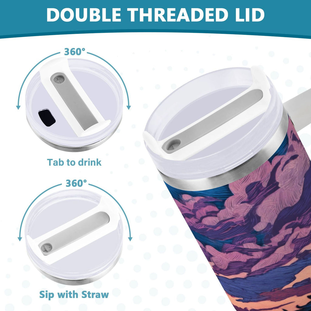 40 oz Insulated Stainless Steel Tumbler Double Wall Stainless Steel Tumbler with 2-Way Drinking Wild Horses Running C506V
